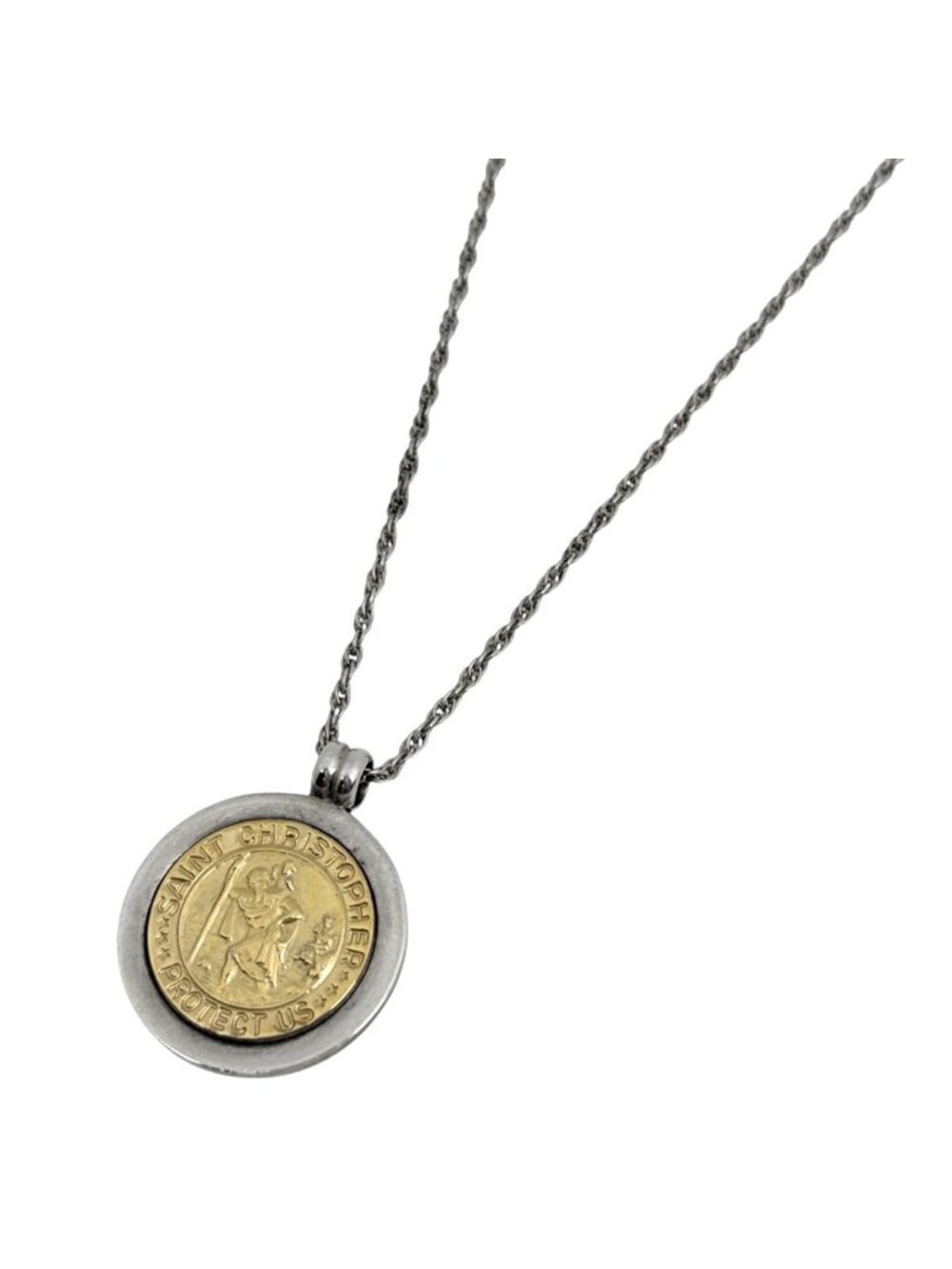Tiffany & Co Necklace St Christopher Coin 18k Silver